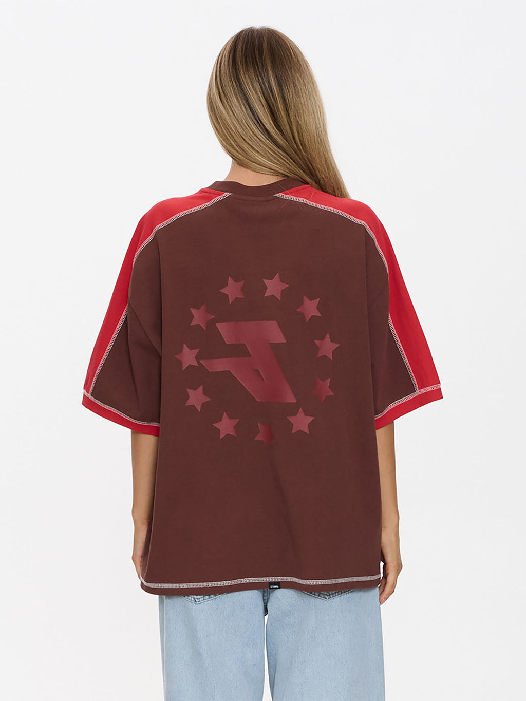 Thrills Co Hot Shot Panelled Oversized Tee - Acorn in Acorn