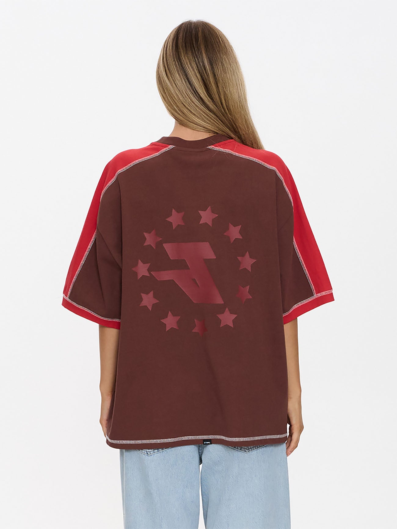 Thrills Co Hot Shot Panelled Oversized Tee - Acorn in Acorn