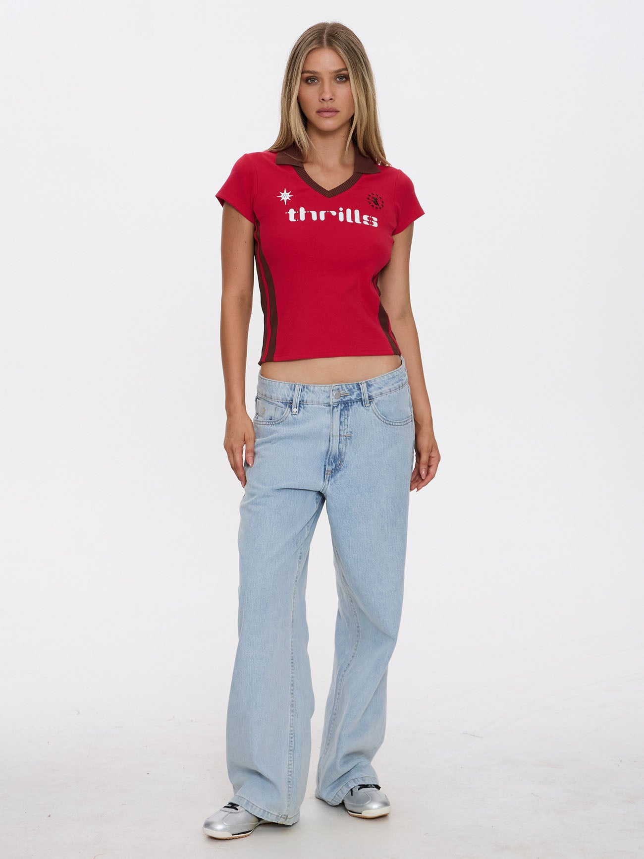 Thrills Co Hot Shot Polo Club Tee - Cherry in Cherry