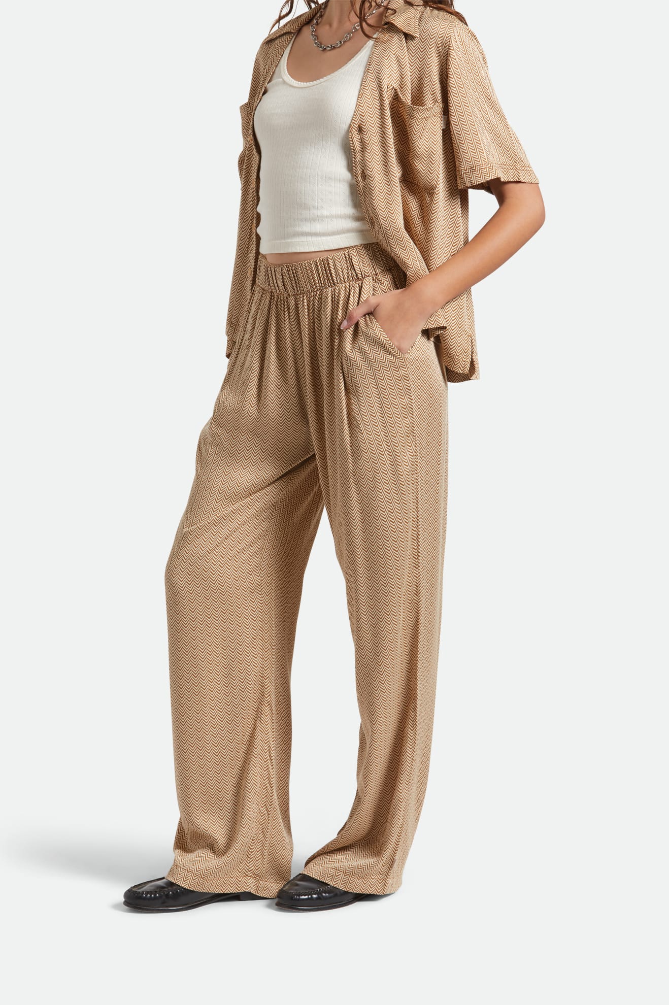 Brixton Hudson Lounge Pant in WASHED COPPER/WHITECAP