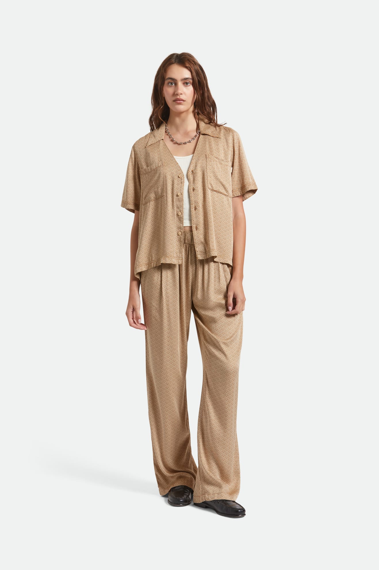 Brixton Hudson Lounge S/S Woven in WASHED COPPER/WHITECAP
