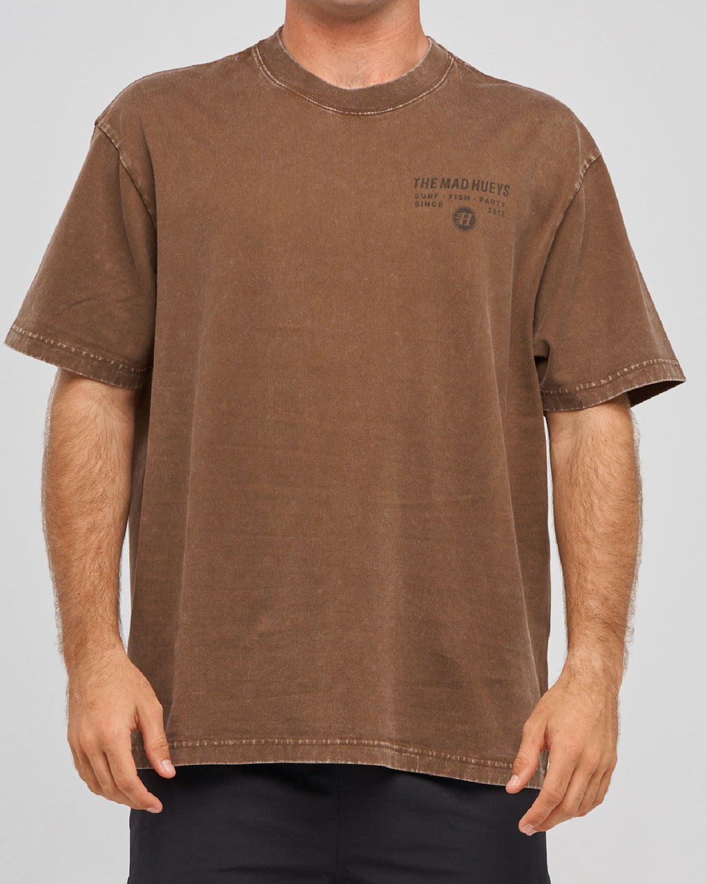 The Mad Hueys Hueys Letter | Oversized Ss Tee in WALNUT WASHED
