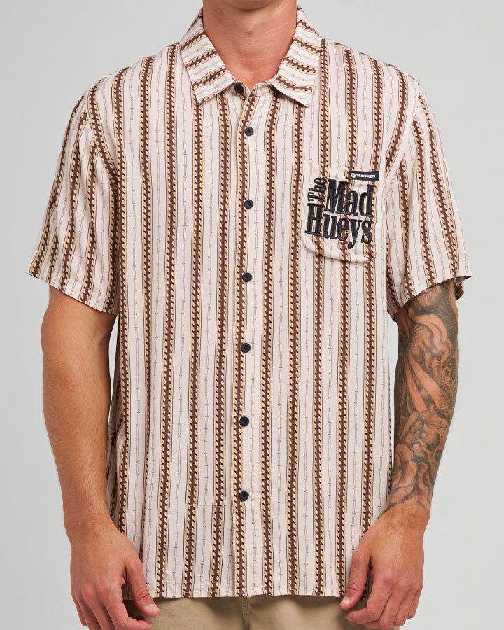 The Mad Hueys Hueys Stripe | Ss Woven Shirt in STONE