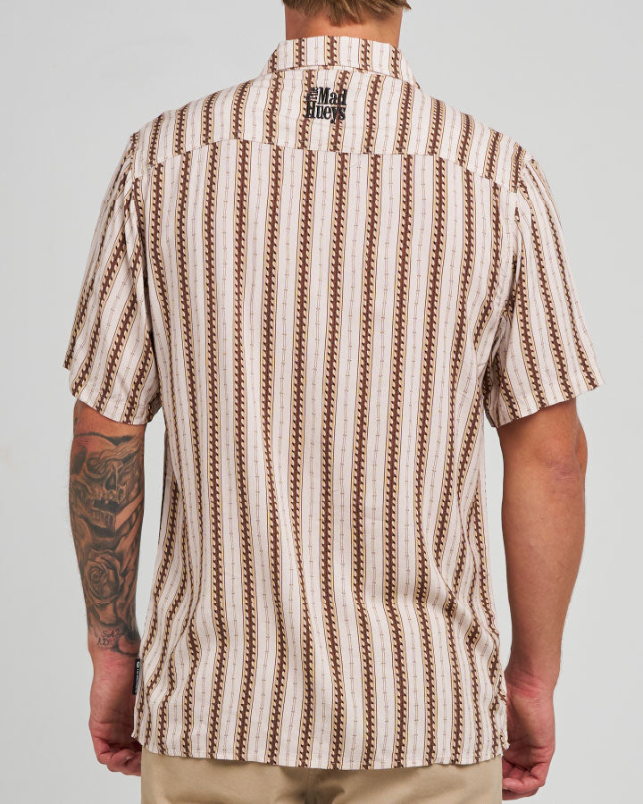 The Mad Hueys Hueys Stripe | Ss Woven Shirt in STONE