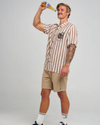 The Mad Hueys Hueys Stripe | Ss Woven Shirt in STONE