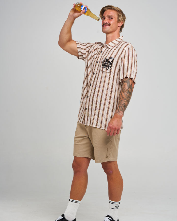 The Mad Hueys Hueys Stripe | Ss Woven Shirt in STONE