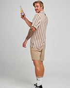 The Mad Hueys Hueys Stripe | Ss Woven Shirt in STONE