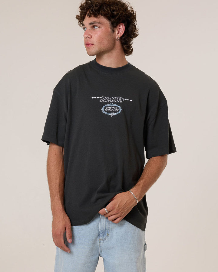 Thrills Inifinite Dopamine Box Fit Oversize Tee - Pirate Black in Pirate Black