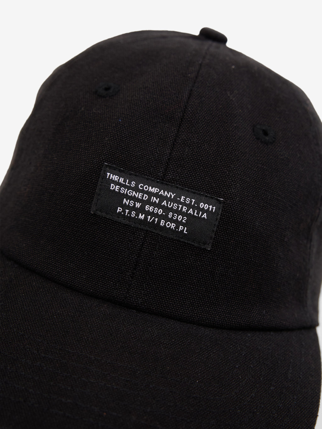 Thrills Co Issued 6 Panel Cap - Black in Black