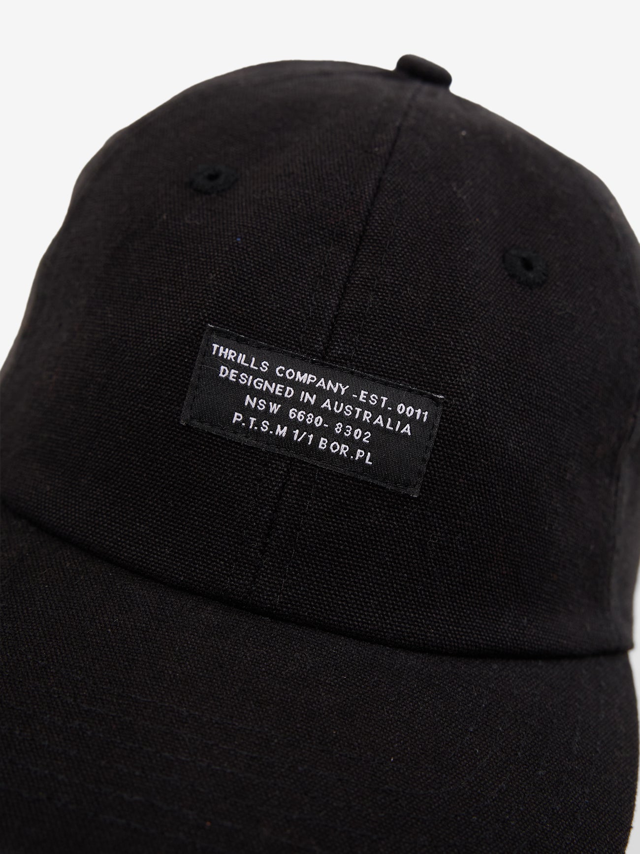 Thrills Co Issued 6 Panel Cap - Black in Black