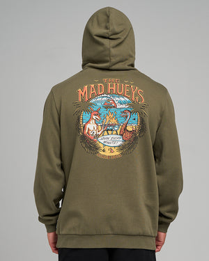 The Mad Hueys Loving Every Bbq | Hooded Pullover - Olive in OLIVE
