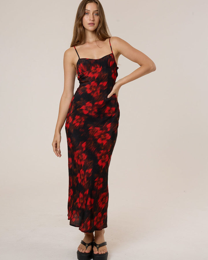 Thrills Lucky For You Floral Maxi Dress - Redwood in Redwood