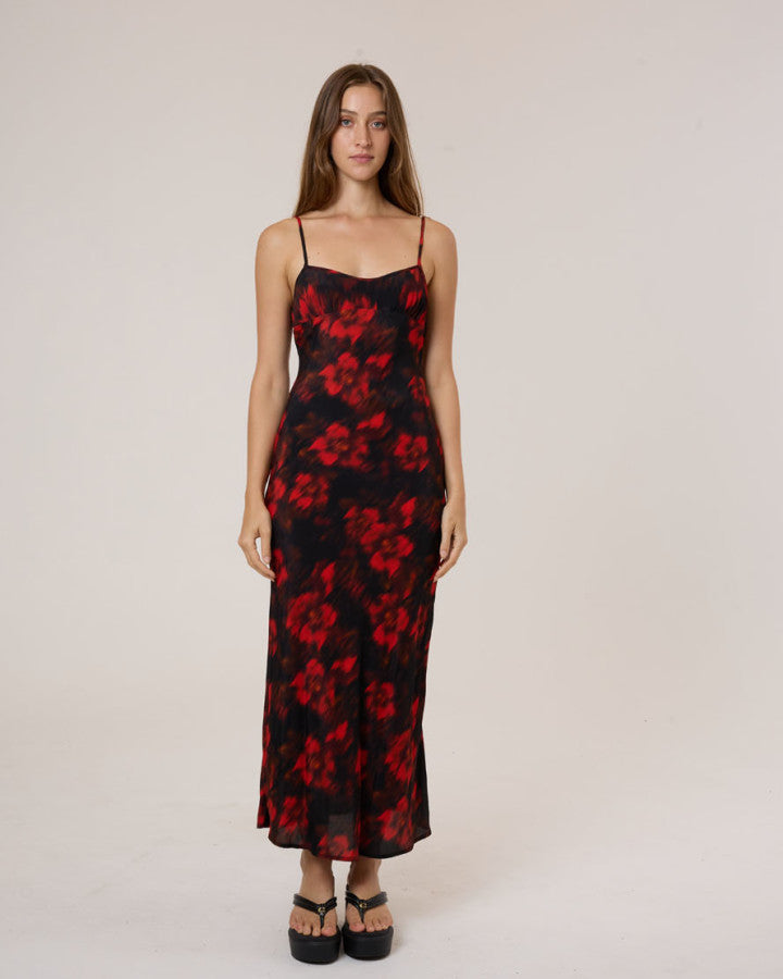 Thrills Lucky For You Floral Maxi Dress - Redwood in Redwood