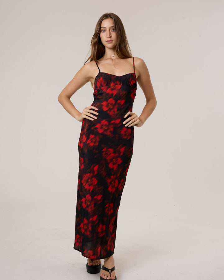 Thrills Lucky For You Floral Maxi Dress - Redwood in Redwood