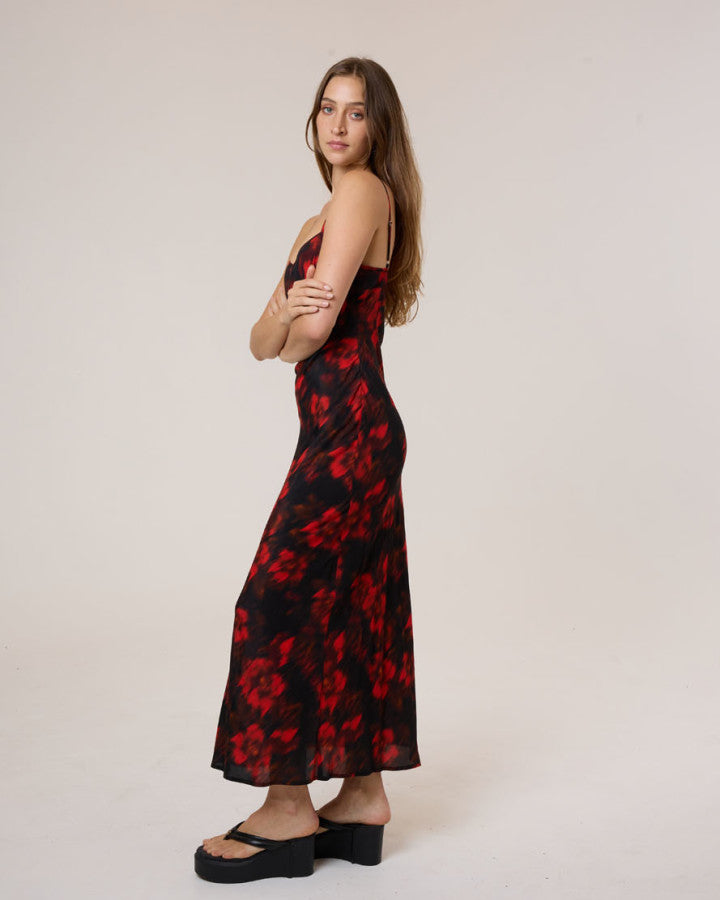 Thrills Lucky For You Floral Maxi Dress - Redwood in Redwood