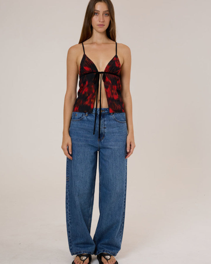 Thrills Lucky For You Floral Top - Redwood in Redwood