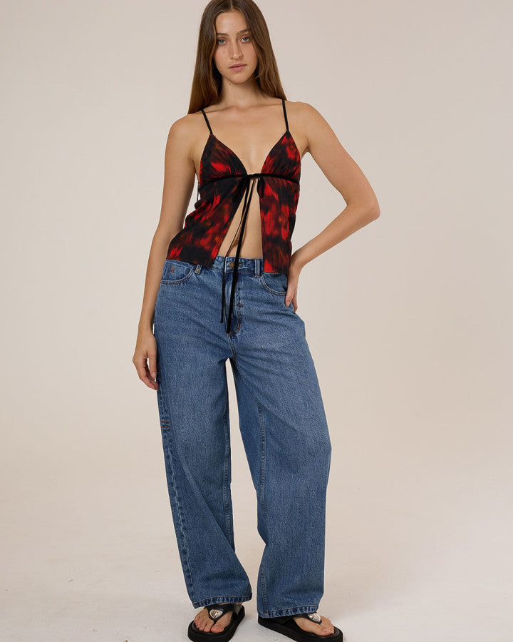 Thrills Lucky For You Floral Top - Redwood in Redwood