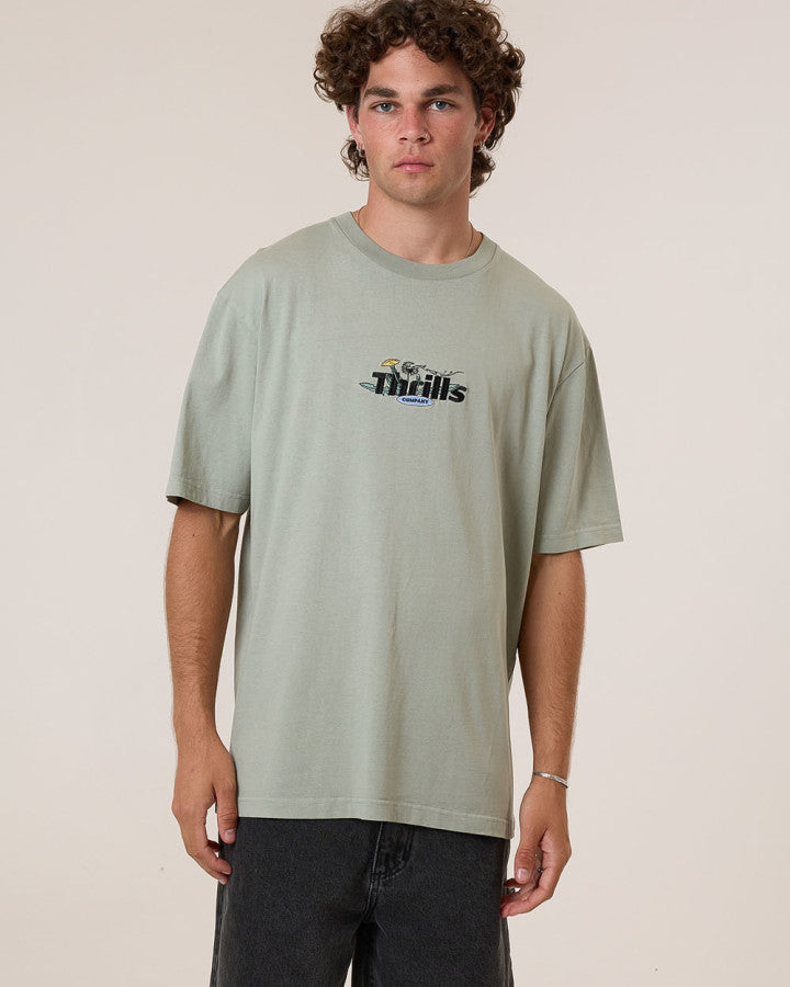 Thrills Make A Wish Oversize Fit Tee - Dirty Sage in Dirty Sage