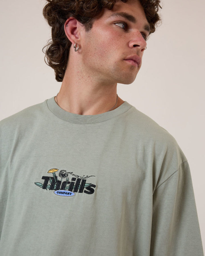 Thrills Make A Wish Oversize Fit Tee - Dirty Sage in Dirty Sage