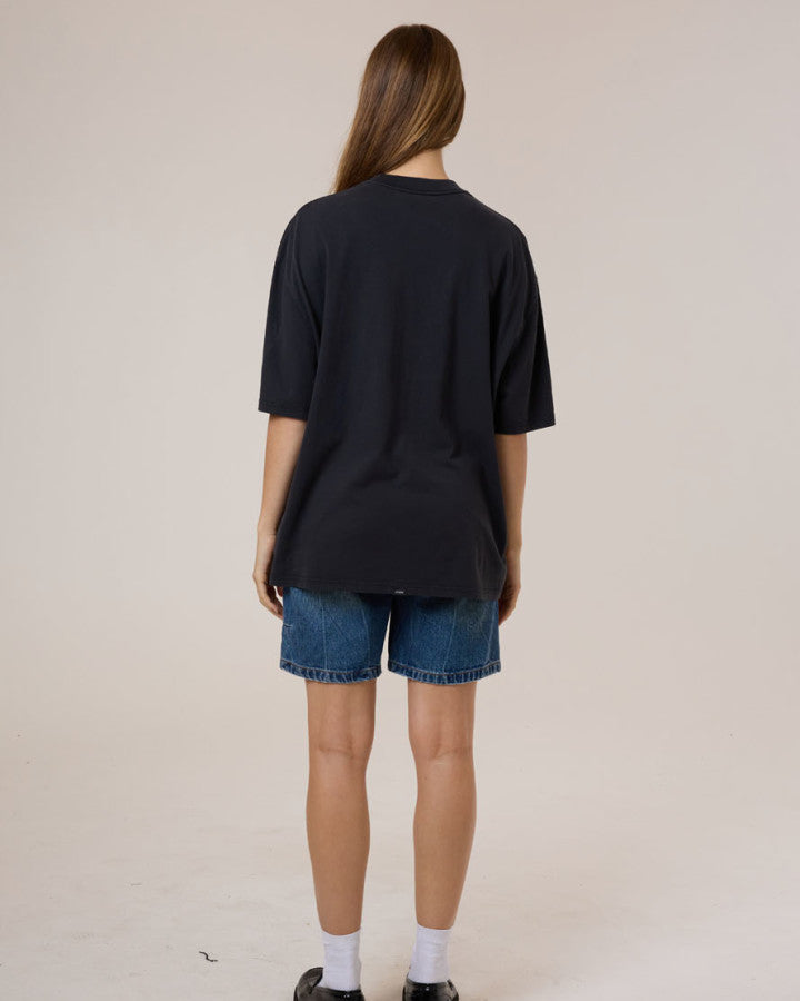 Thrills Metal And Mayhem Oversized Tee - Washed Black in Washed Black