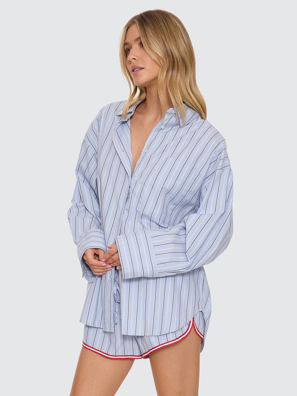 Thrills Co Motion Shirt - Placid Blue Stripe in Placid Blue Stripe