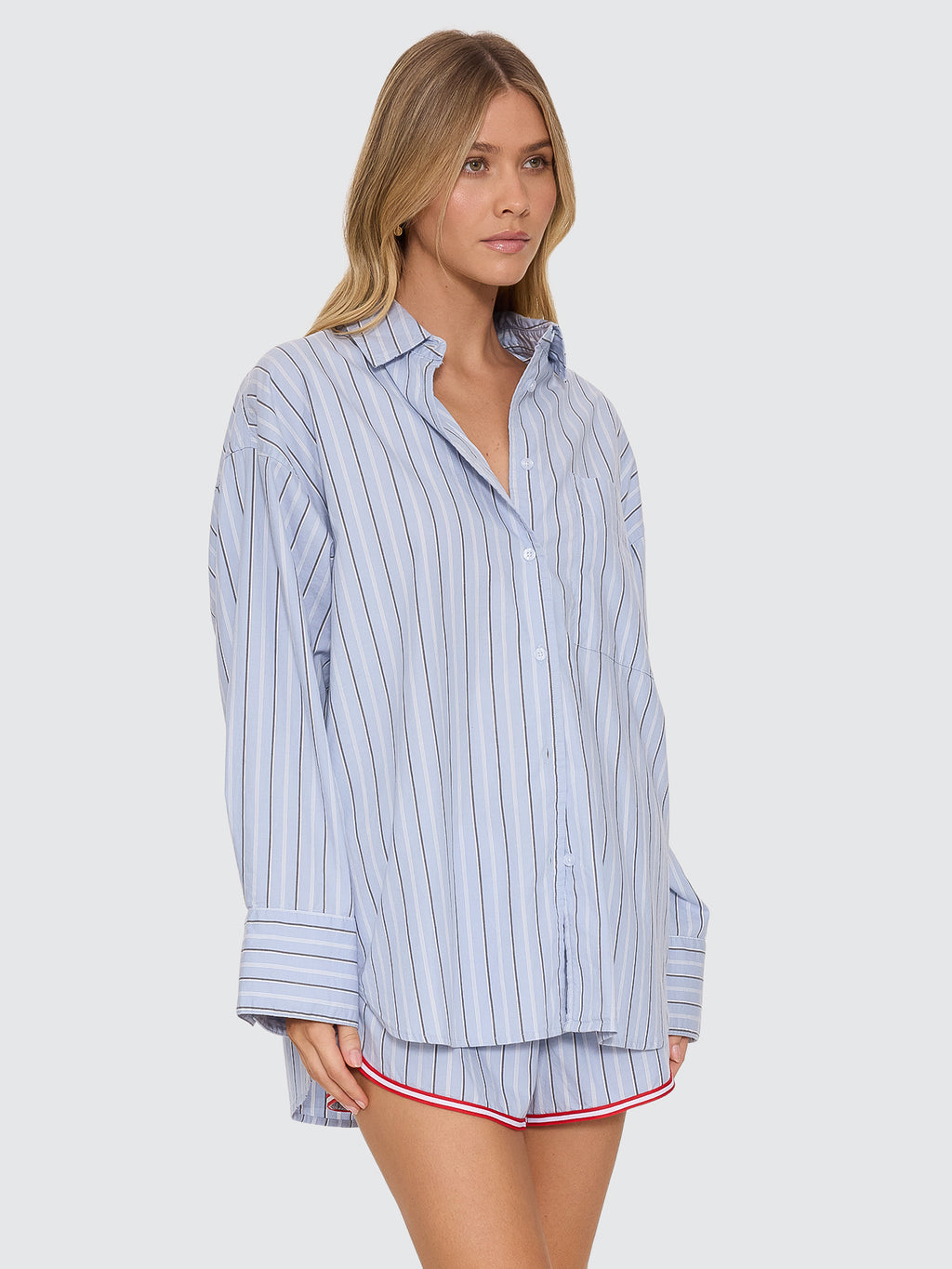 Thrills Co Motion Shirt - Placid Blue Stripe in Placid Blue Stripe