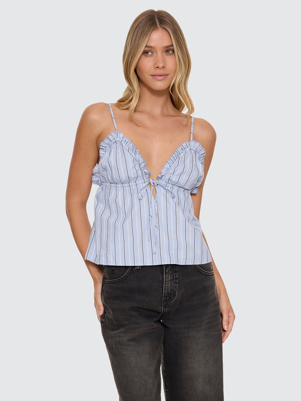 Thrills Co Motion Tie Top - Placid Blue Stripe in Placid Blue Stripe