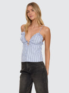 Thrills Co Motion Tie Top - Placid Blue Stripe in Placid Blue Stripe