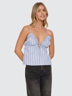 Thrills Co Motion Tie Top - Placid Blue Stripe in Placid Blue Stripe