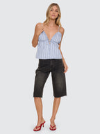 Thrills Co Motion Tie Top - Placid Blue Stripe in Placid Blue Stripe