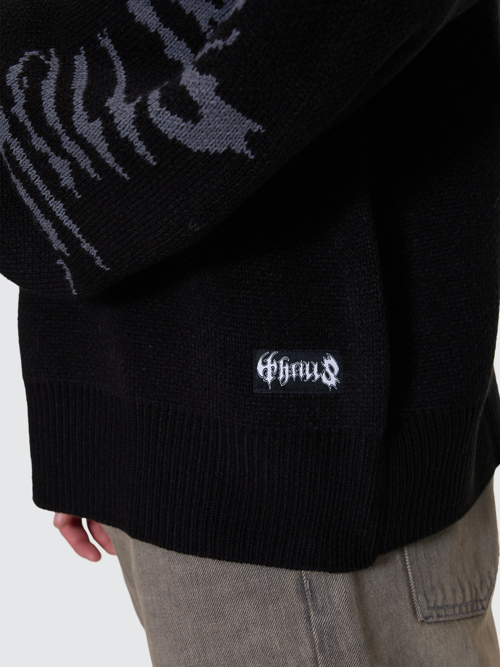 Thrills Co Night Petal Box Fit Crew Cropped Knit - Washed Black in Washed Black