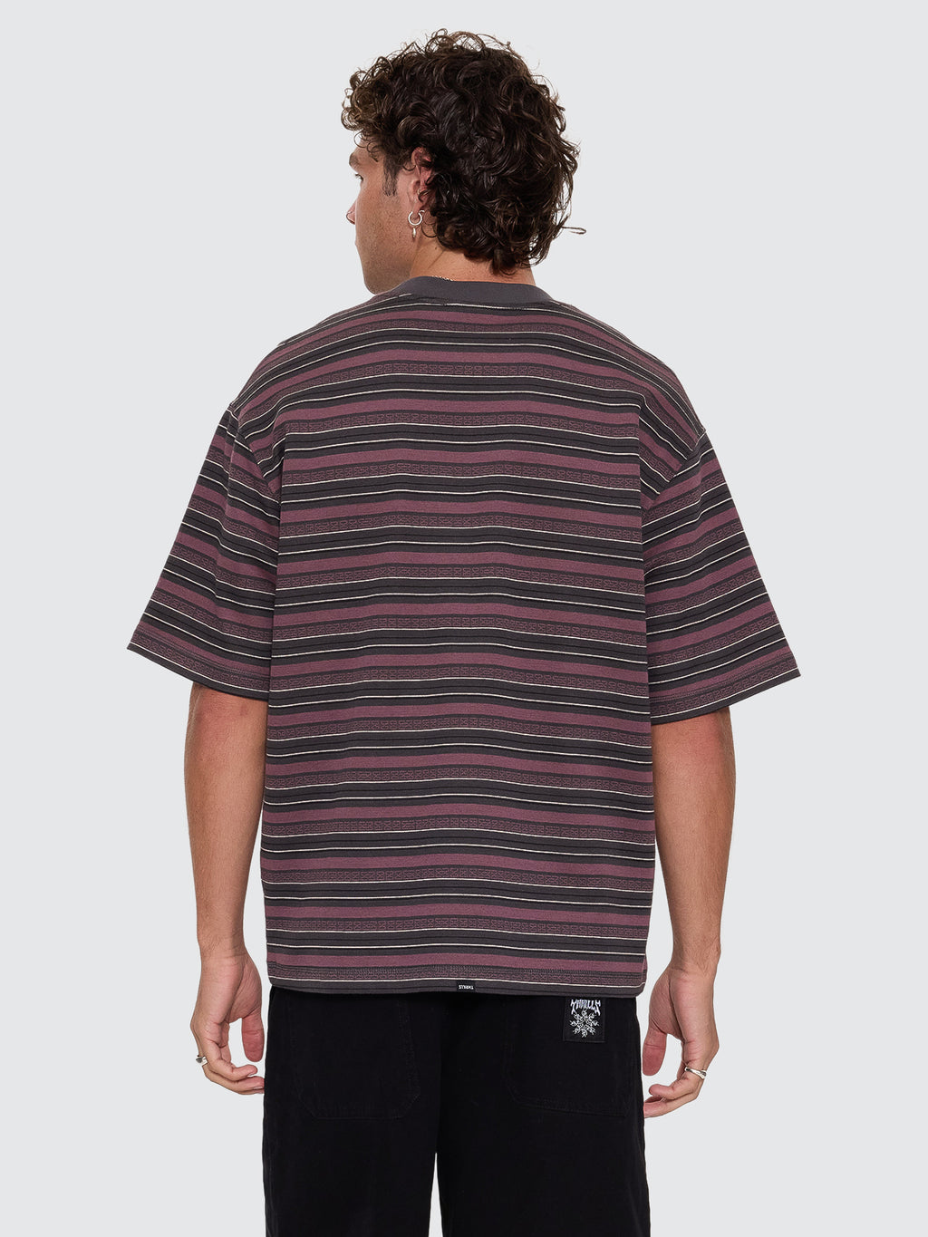 Thrills Co No Clue Stripe Box Crop Tee - Nirvana Stripe in Nirvana Stripe