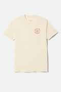 Brixton Oath V S/S Stnd Tee in CREAM/BRICK RED