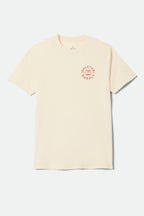 Brixton Oath V S/S Stnd Tee in CREAM/BRICK RED