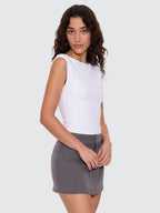 Thrills Co Ottoman Cap Sleeve Tee - White in White