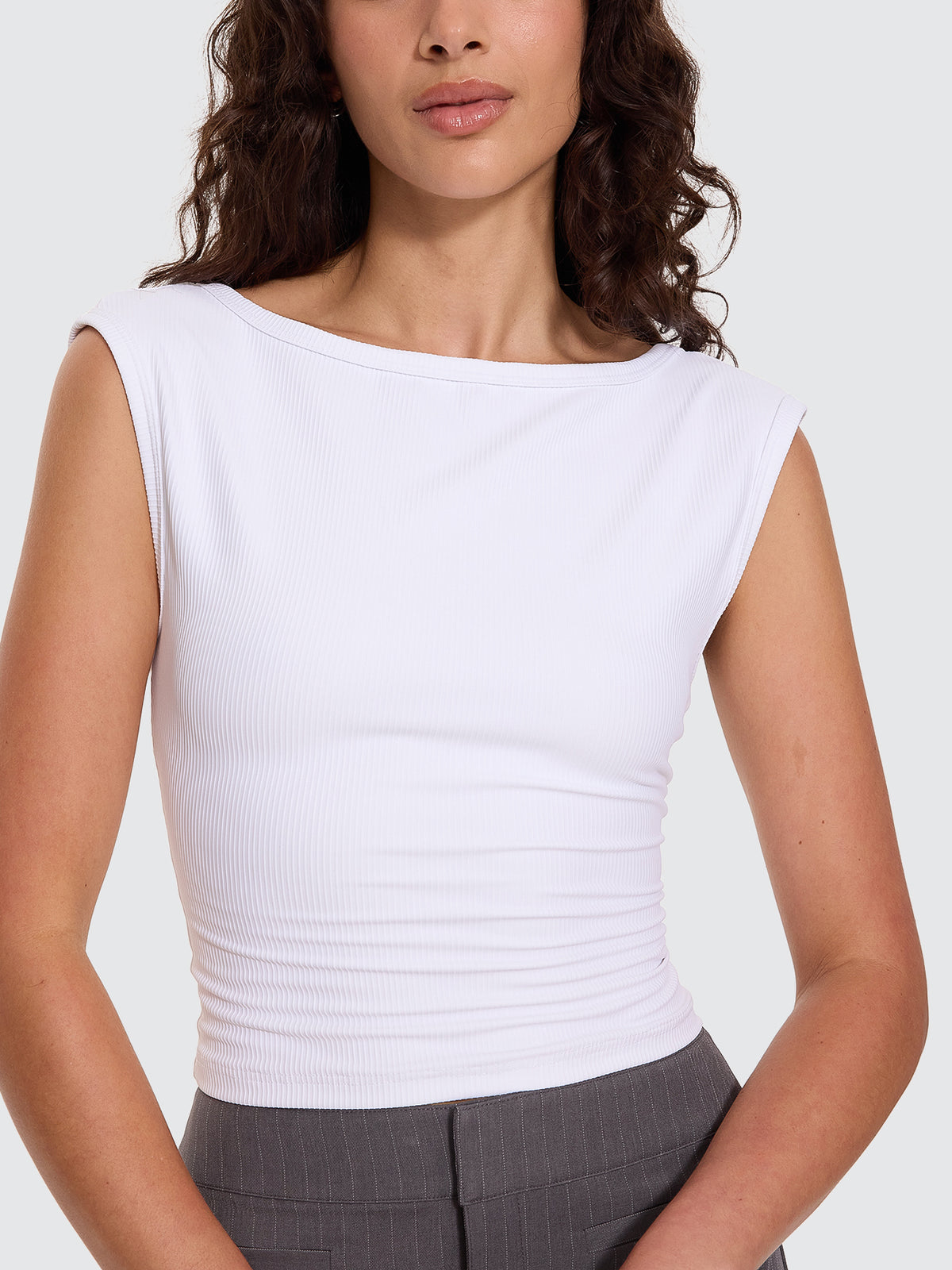 Thrills Co Ottoman Cap Sleeve Tee - White in White