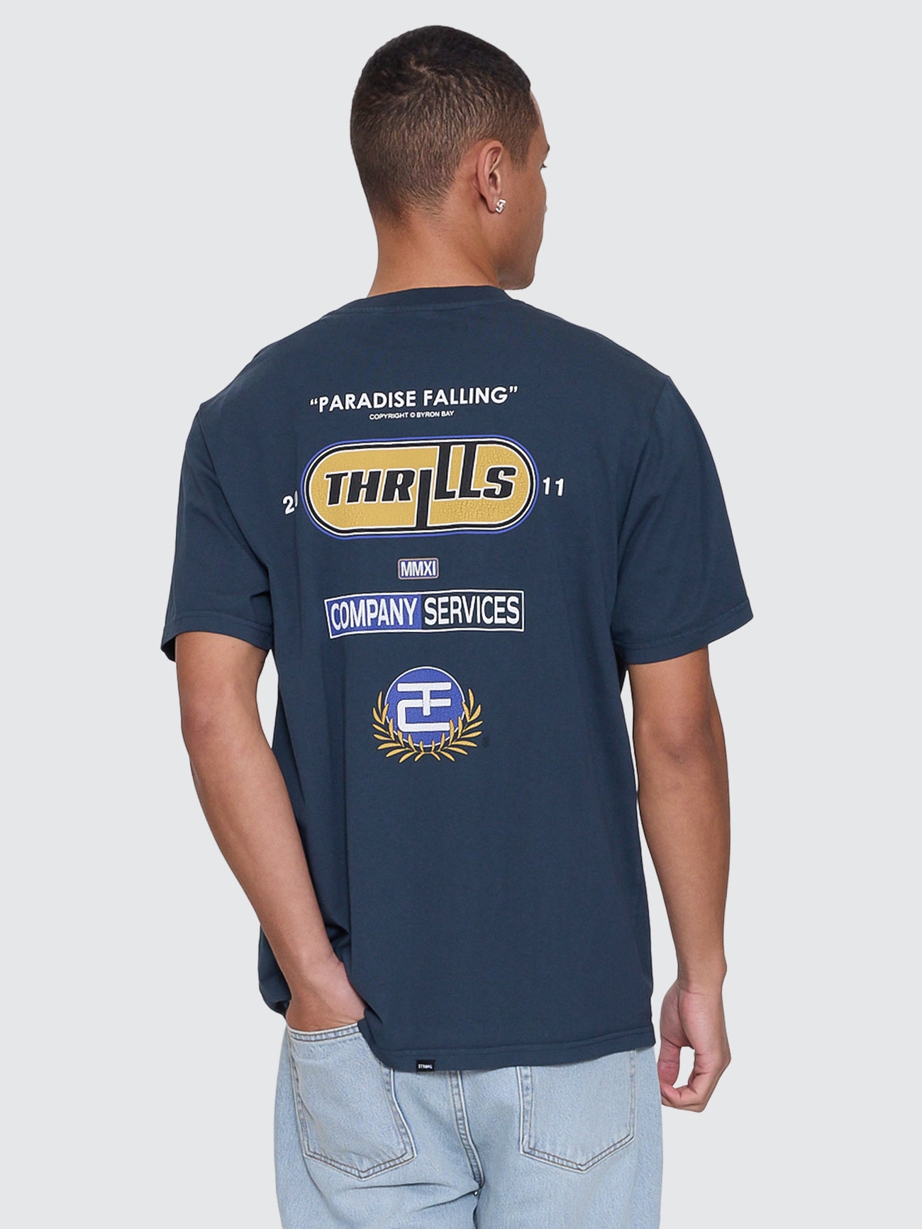 Thrills Co Paradise Falling Merch Fit Tee - Federal Blue in Federal Blue