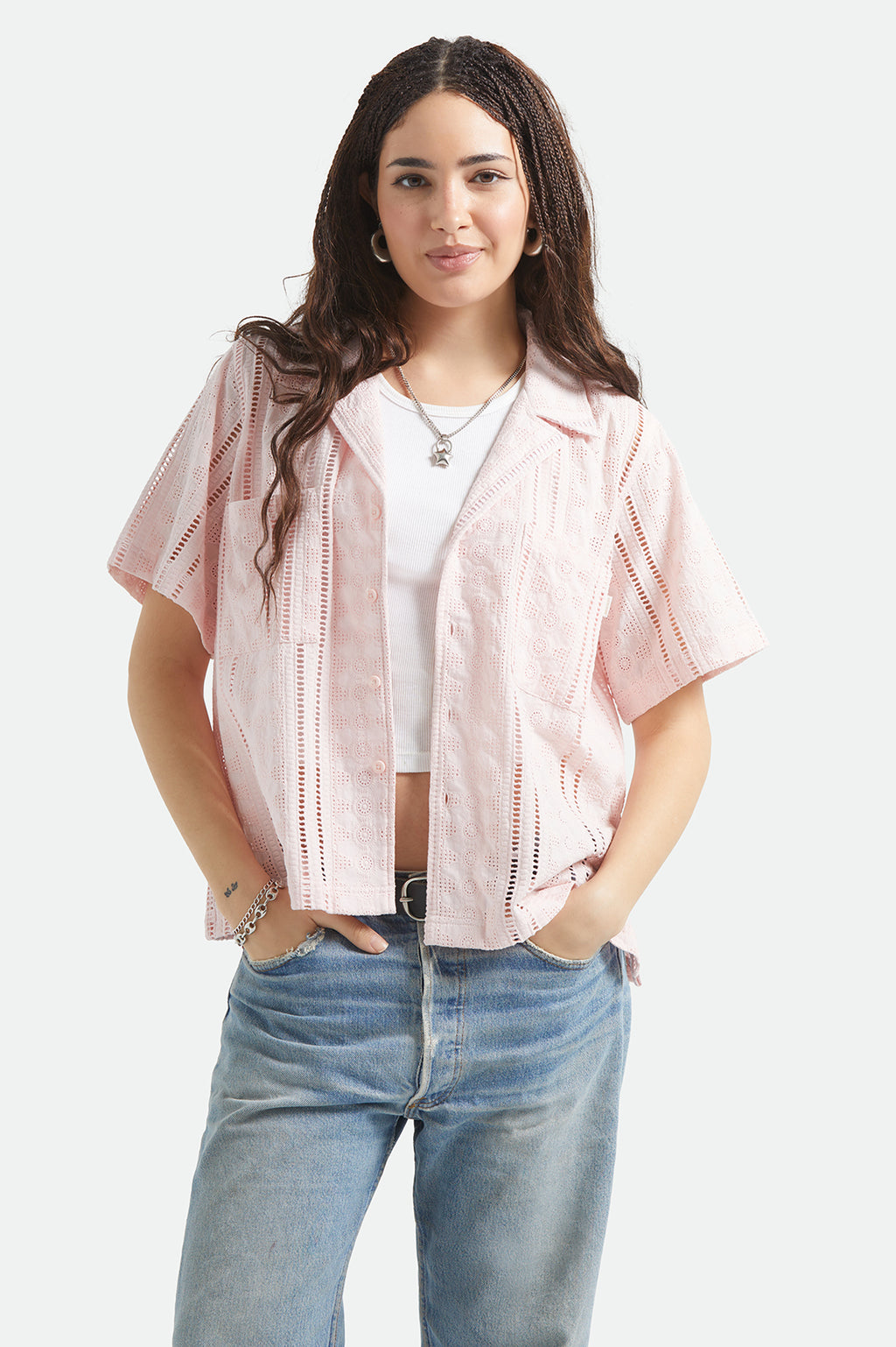 Brixton Paradise Lounge S/S Woven in CHALK PINK