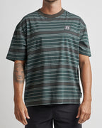 The Mad Hueys Parallel Stripe Hueys | Oversized Ss Tee in PINE GREEN