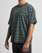 The Mad Hueys Parallel Stripe Hueys | Oversized Ss Tee in PINE GREEN