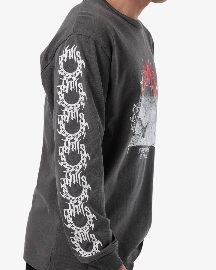 Thrills Peaceful Chaos Oversize Fit Long Sleeve Tee - Merch Black in Merch Black