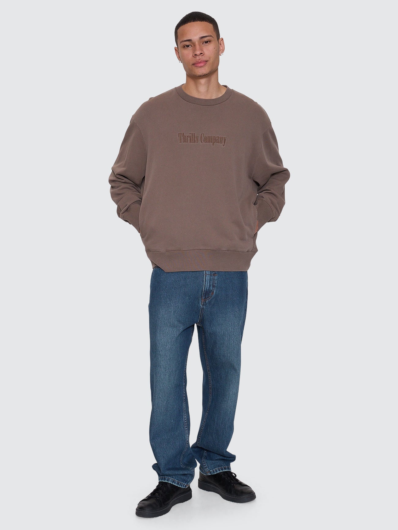 Thrills Co Primitive Box Fit Cropped Crew - Falcon in Falcon