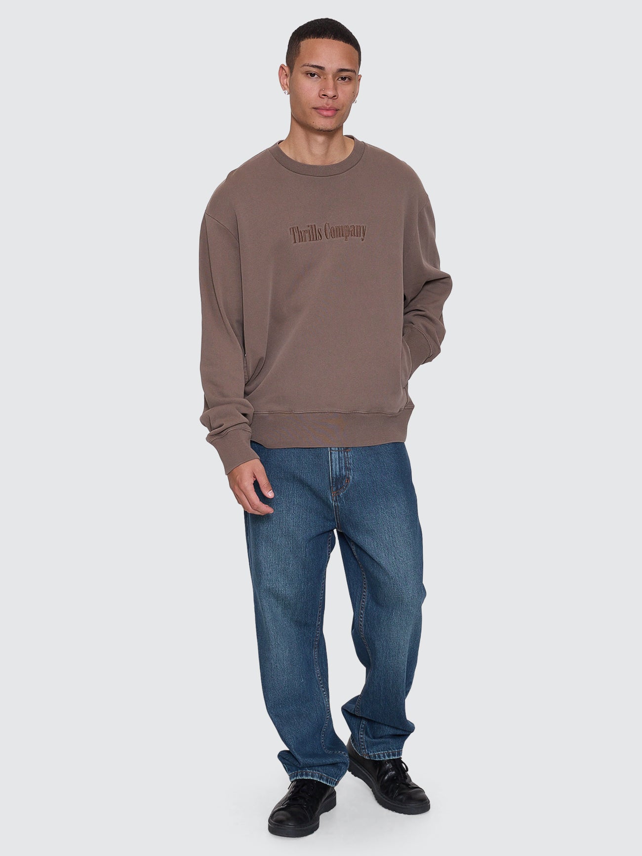 Thrills Co Primitive Box Fit Cropped Crew - Falcon in Falcon