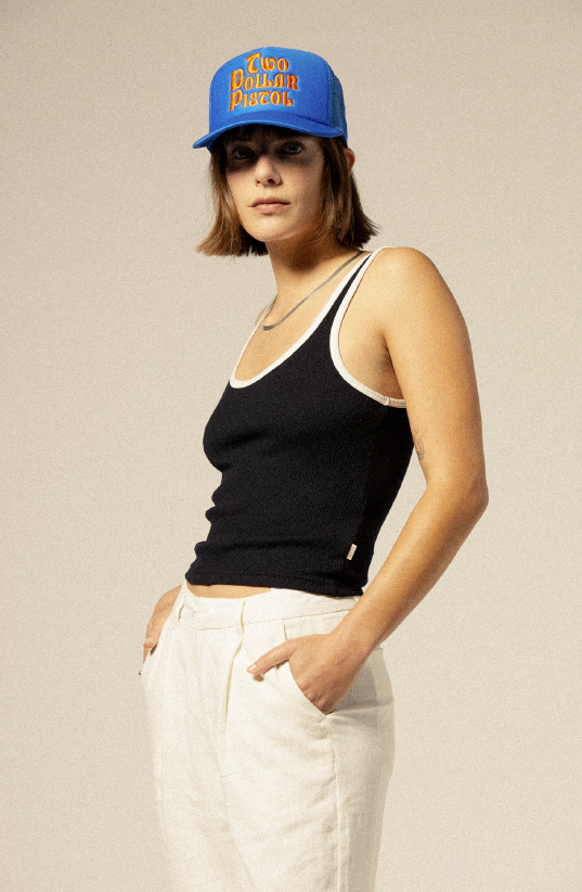 Brixton Ringer Organic A-Tank in BLACK/OFF WHITE