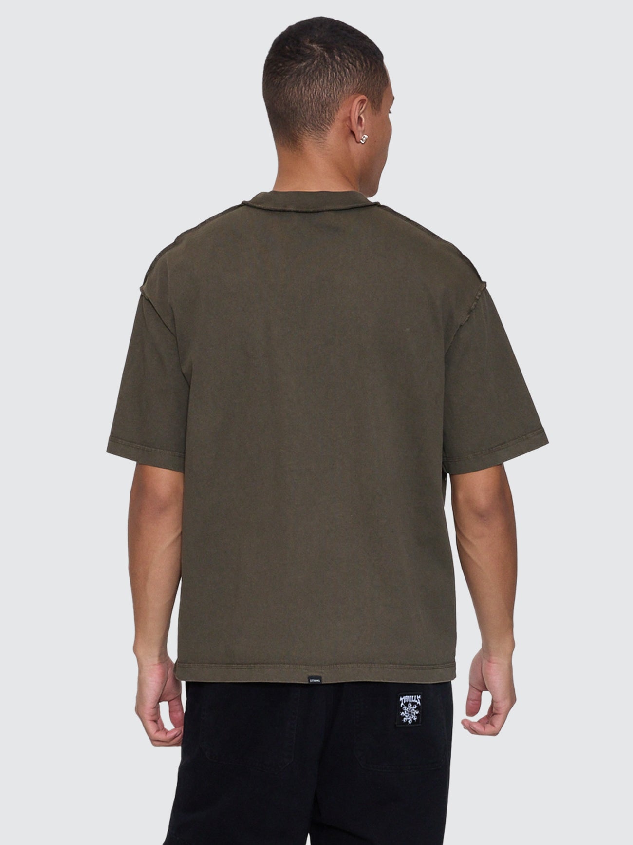 Thrills Co Rose Brigade Box Fit Oversize Cropped Tee - Olive Night in Olive Night