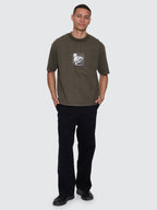 Thrills Co Rose Brigade Box Fit Oversize Cropped Tee - Olive Night in Olive Night