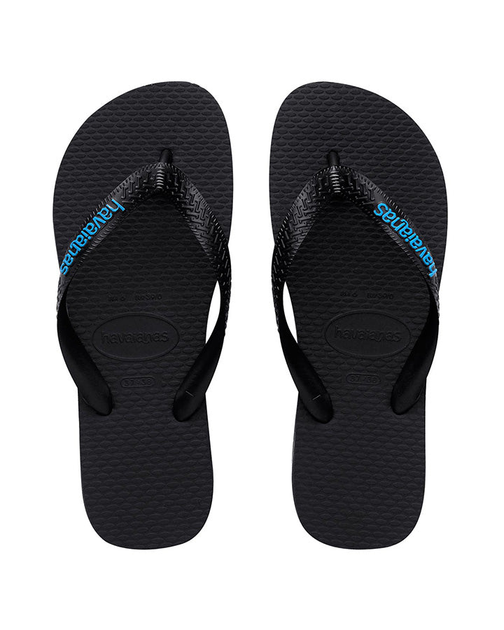 Havaianas Rubber Logo Black/Blue in Black