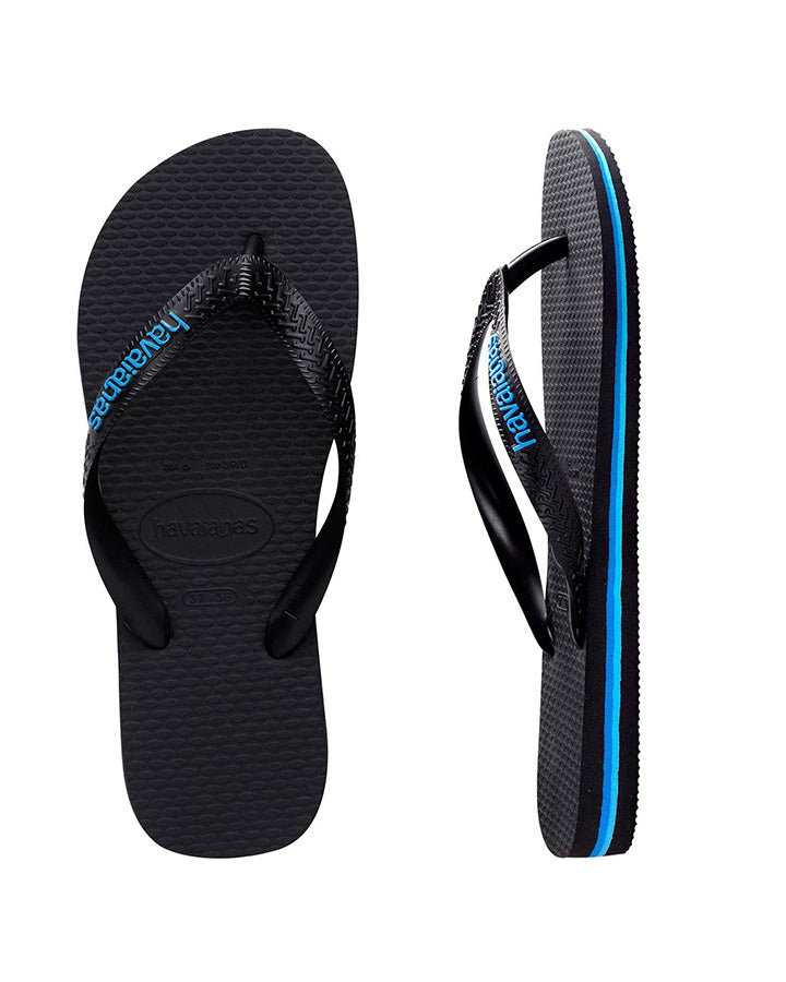 Havaianas Rubber Logo Black/Blue in Black