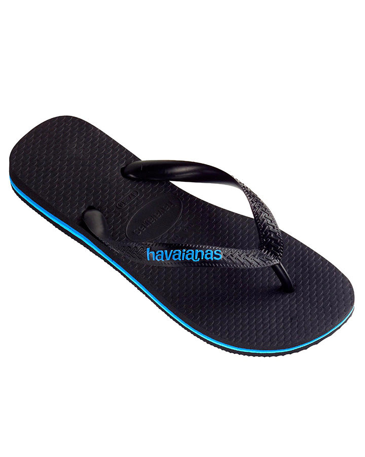 Havaianas Rubber Logo Black/Blue in Black