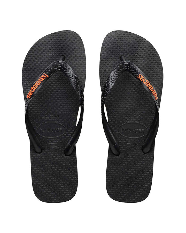 Havaianas Rubber Logo Black/Orange Neon in Black